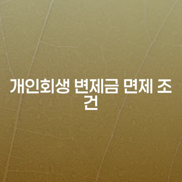 개인회생 변제금 면제 조건에 대해 알고 계신가요?